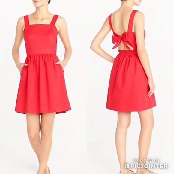 J. Crew Factory Dresses & Skirts - J. Crew Red Cotton-Linen Apron Dress XXS